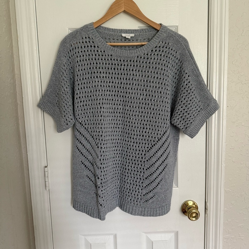 PureJill Cotton Blend Gray Knit Women's Sweater Top Small Cozy Fall Warm